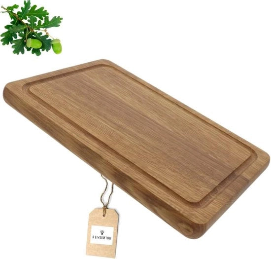 Piastra di taglio quadrata in quercia (30 cm con foro per sapo)