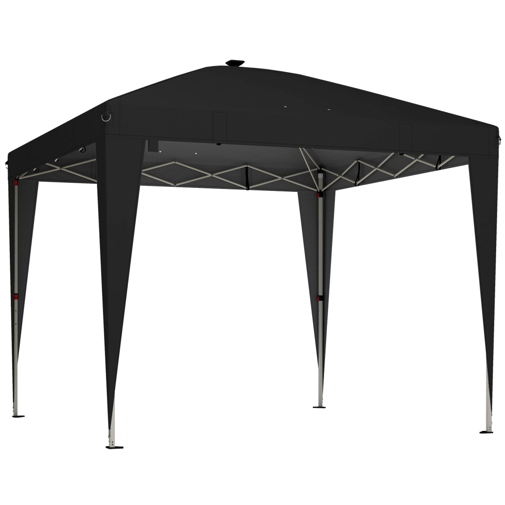 Gazebo Pieghevole da Giardino 297x297x288 cm ad Altezza Regolabile con Luce Centrale e Telecomando in Metallo e