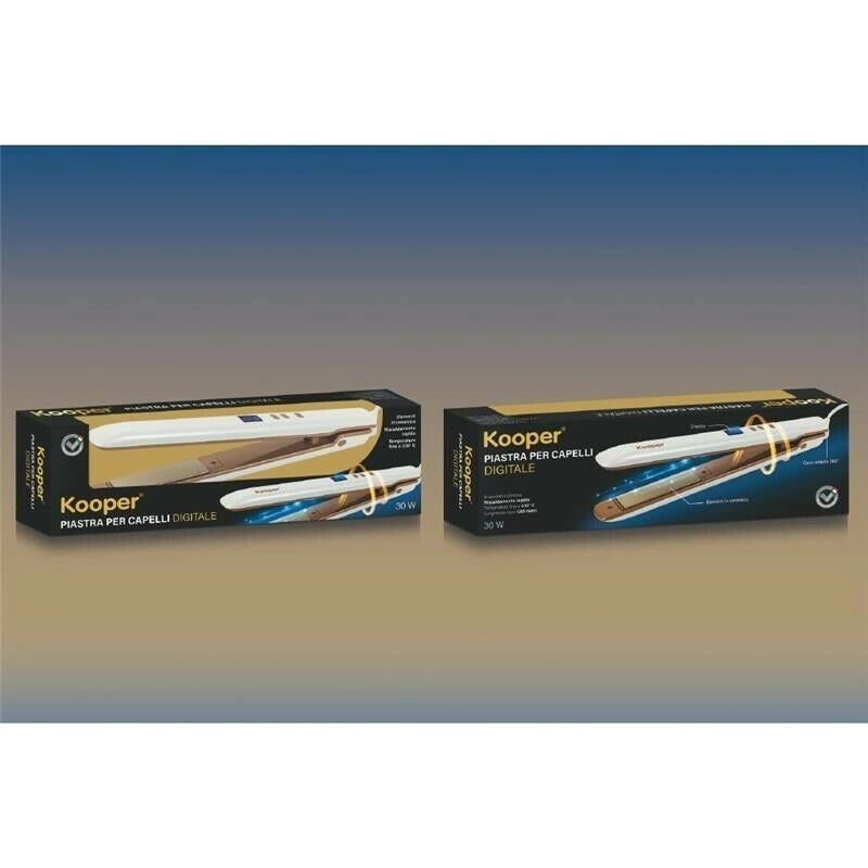 PIASTRA PER CAPELLI DIGITALE IN ACCIAIO E PLASTICA 30 W IN COLORE BIANCO ORO