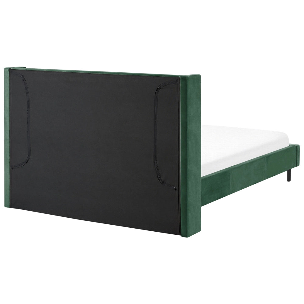 Letto matrimoniale con doghe 140 x 200 cm velluto di colore verde scuro stile glam moderno