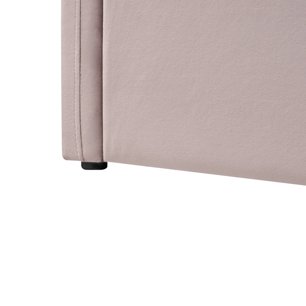 Letto singolo in velluto con contenitore 90 x 200 cm rete a doghe rosa pastello cameretta