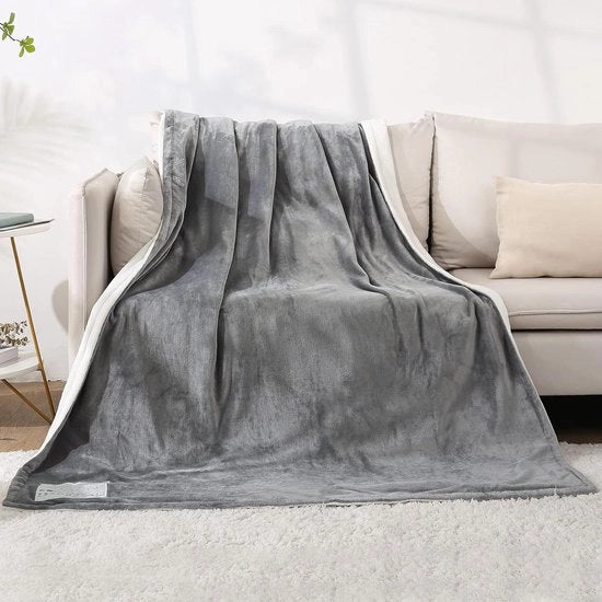 Dolce deken elettrico con accensione automatica - 4 livelli di riscaldamento - 9 ore di timer - 180 x 130 cm - Lavabile in macchina - Grigio argento