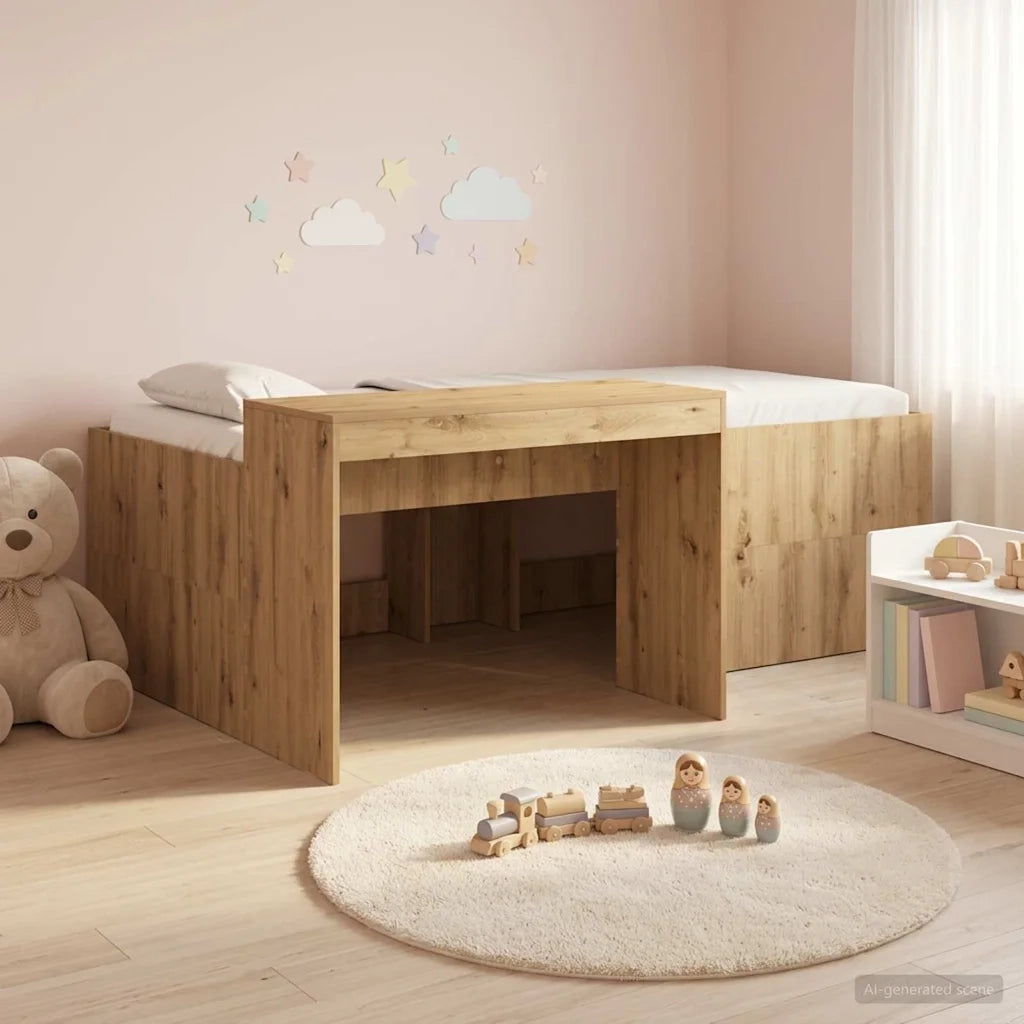 Letto alto per bambini con scrivania Rovere Artigianale 3422658