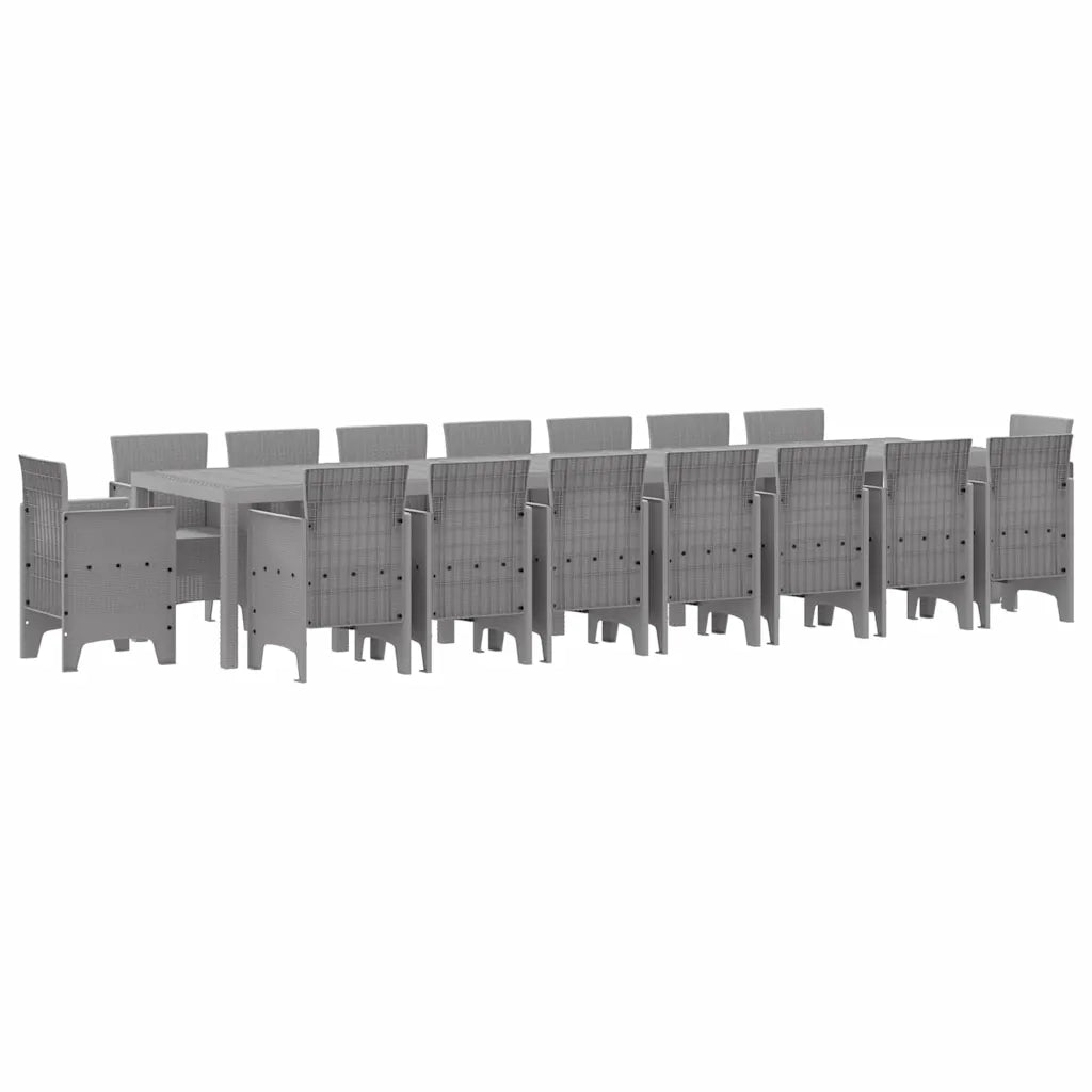 Set da pranzo da giardino con cuscini 17 pcs Grigio chiaro PP 3378667
