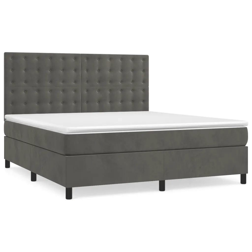 Giroletto a Molle con Materasso Grigio Scuro 180x200 cm Vellutocod mxl 75867