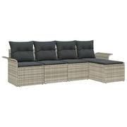 Set Divano da Giardino 5 pz | Set Salotto da Giardino Grigio chiaro polyrattan