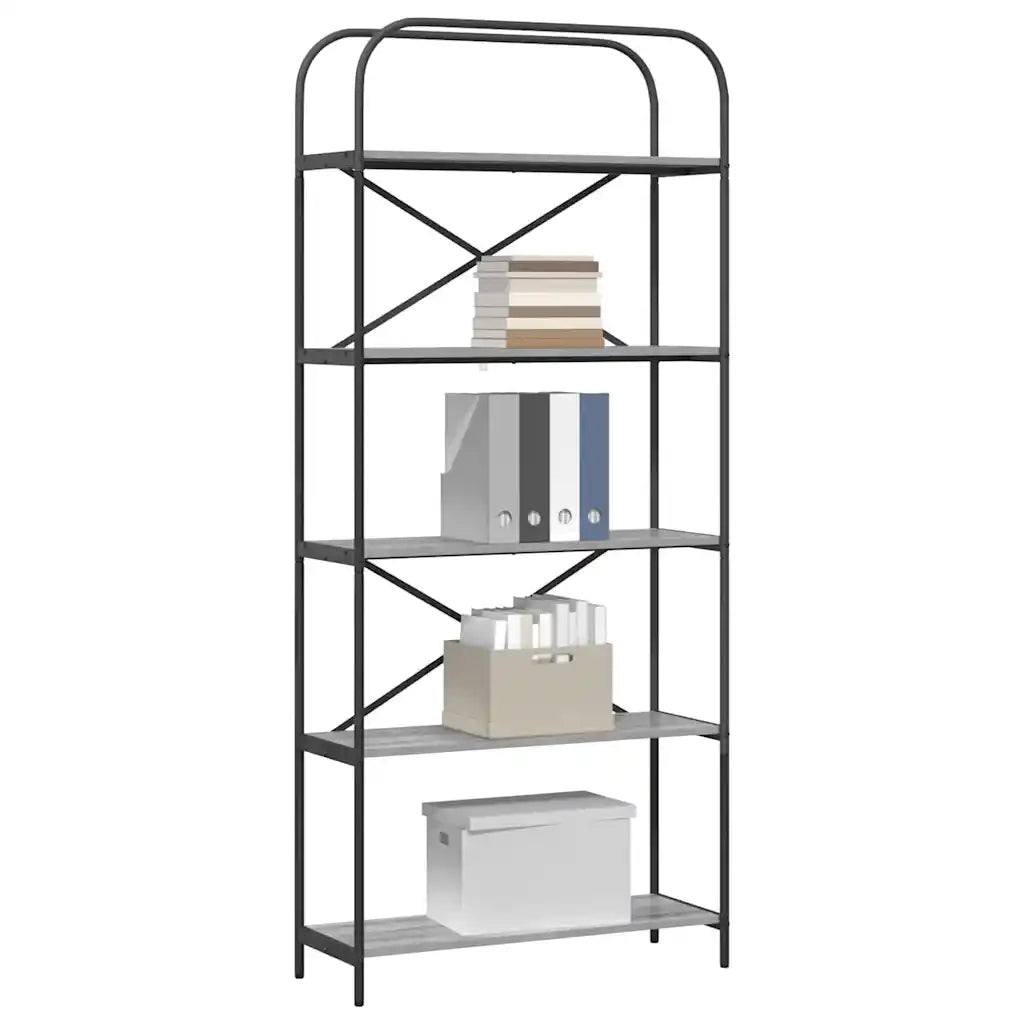 Libreria-Scaffale per Libri-Mobile di Stoccaggio Grigio Sonoma 80 x 30 x 183 cm Legno multistrato 976179