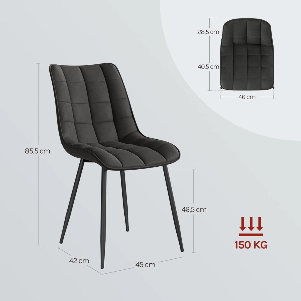Sedie da Pranzo con Schienale senza Braccioli Sgabello in Tessuto per Cucina Antracite BH247an-2