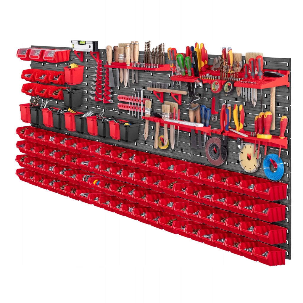 Pannello portautensili da parete KADAX per officina, 174x78 cm, 93 cubi, 20 supporti, garage.