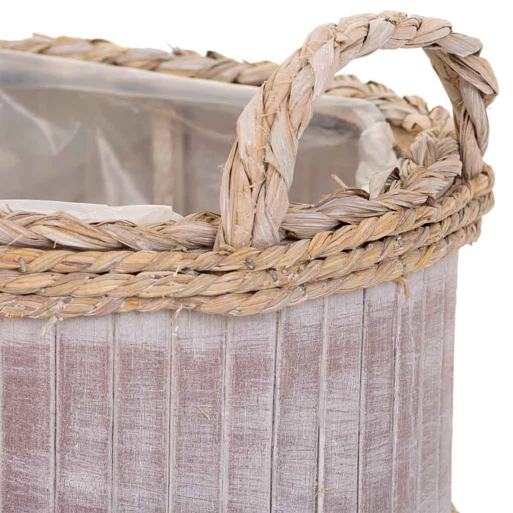 Set di 3 cestini ovali in legno grigio