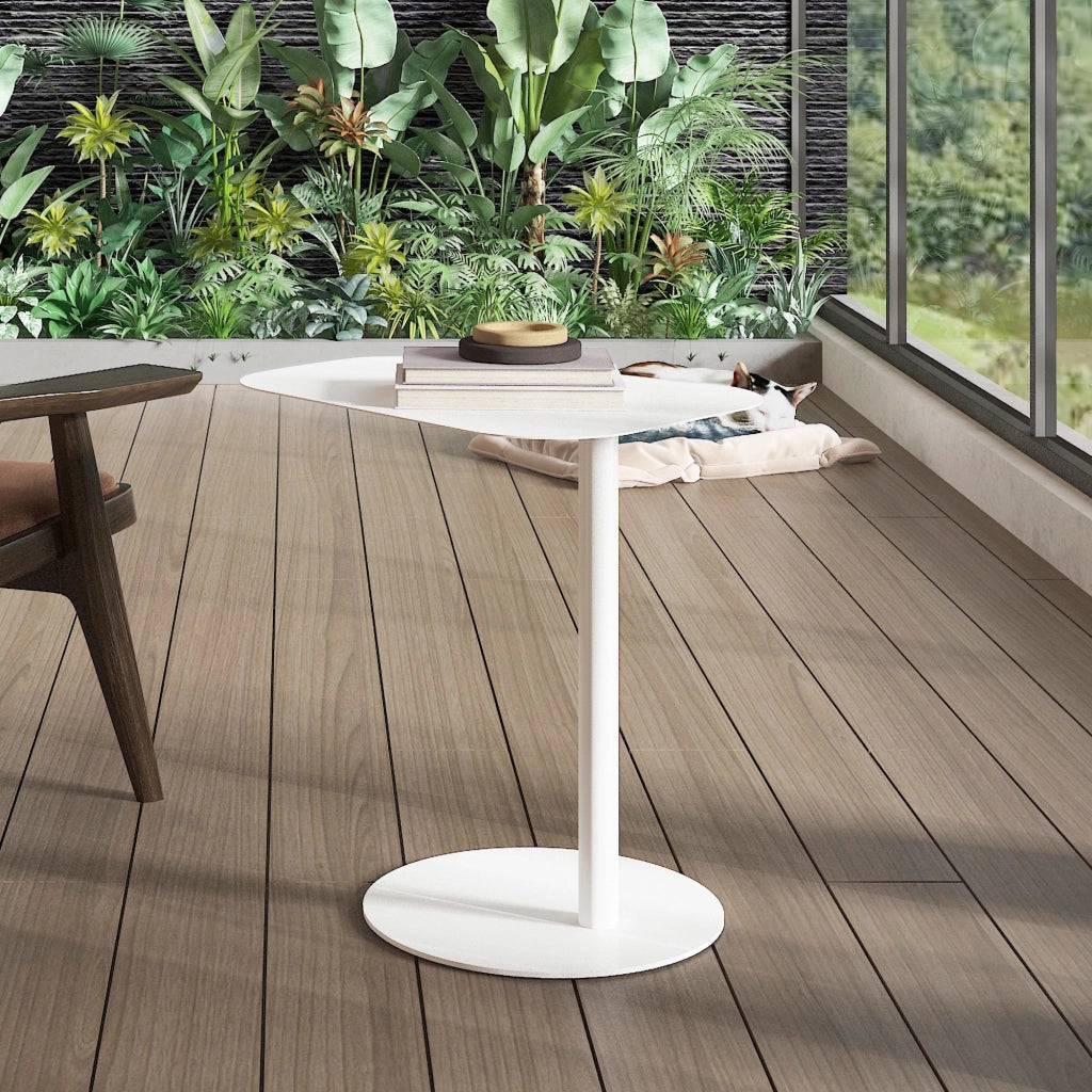 Tavolino Laterale da Divano Nastätten Metallo Piano Trapezoidale - Bianco [en.casa]