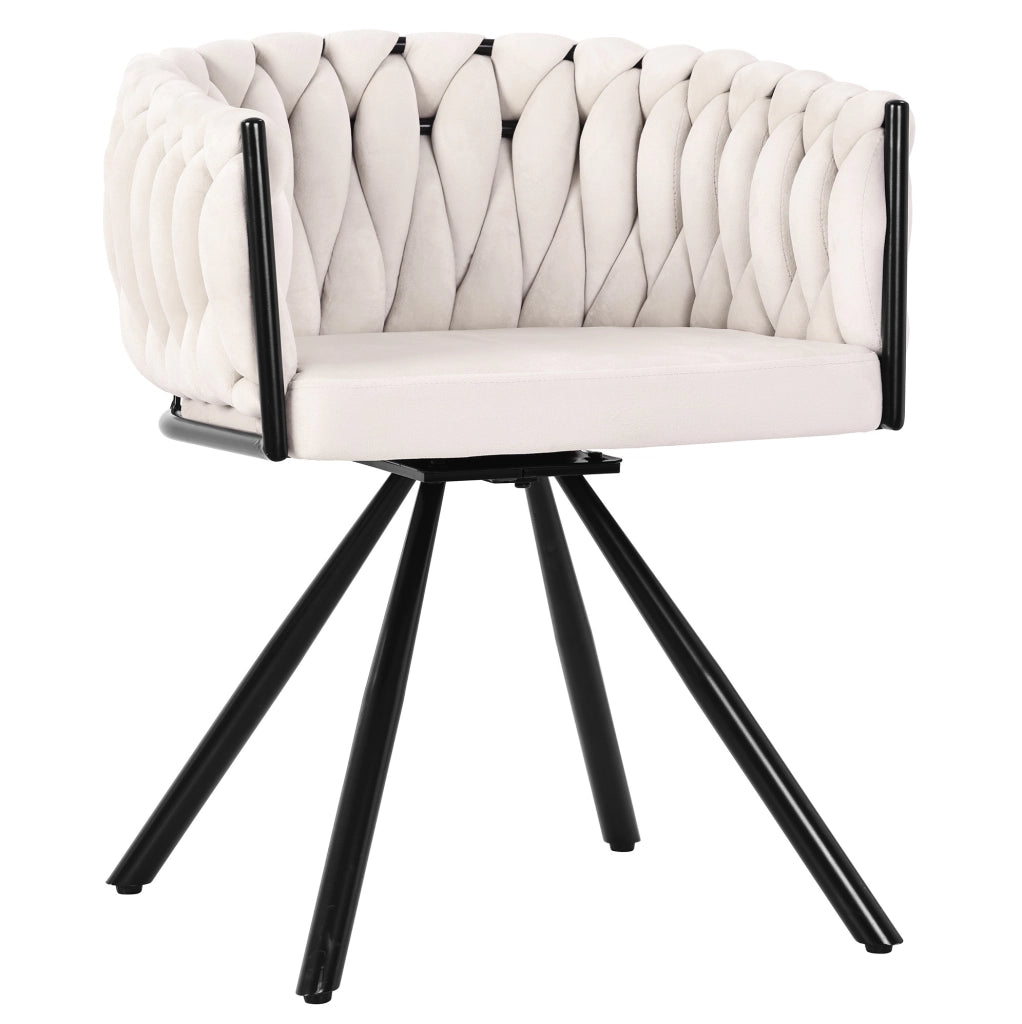 Sedia da pranzo girevole 360° in velluto beige