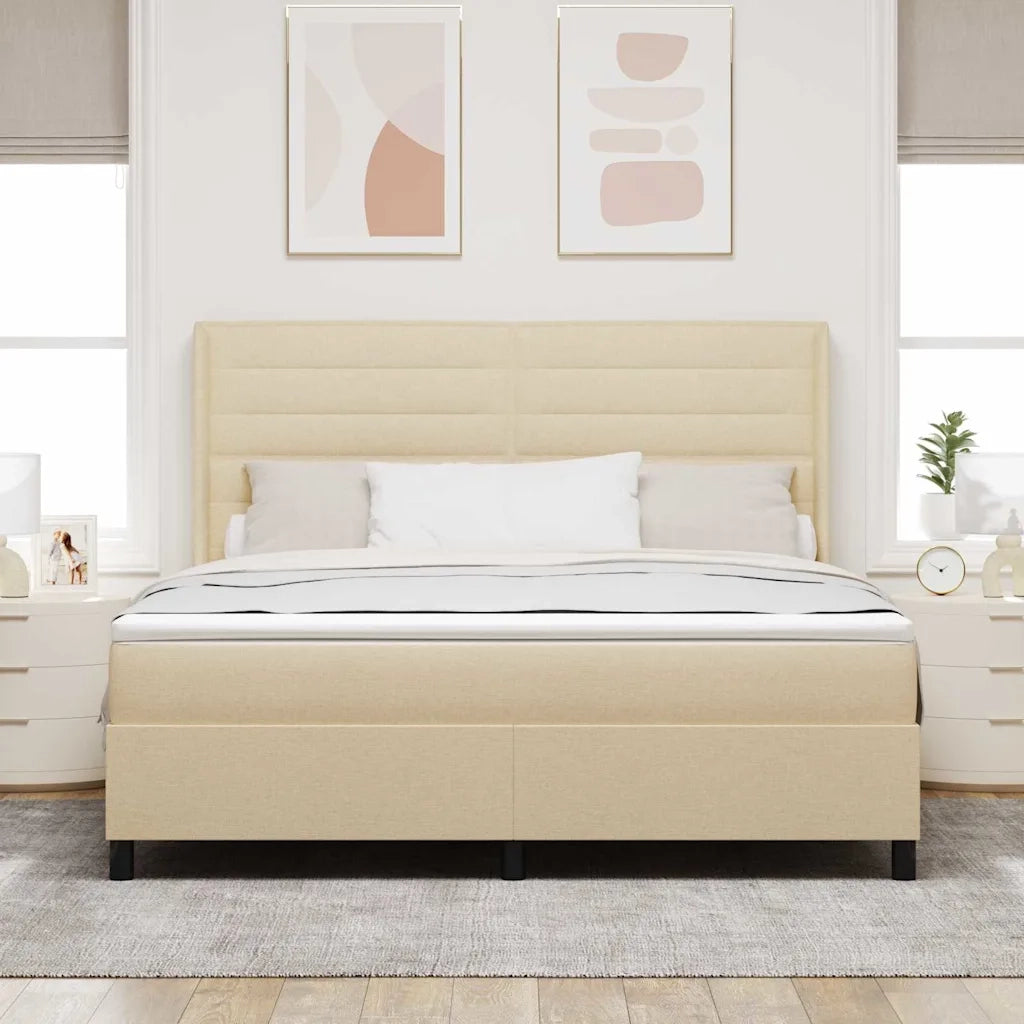 Letto a Sorgente LED con materasso Crema 180 x 200 cm Tessuto 3343460
