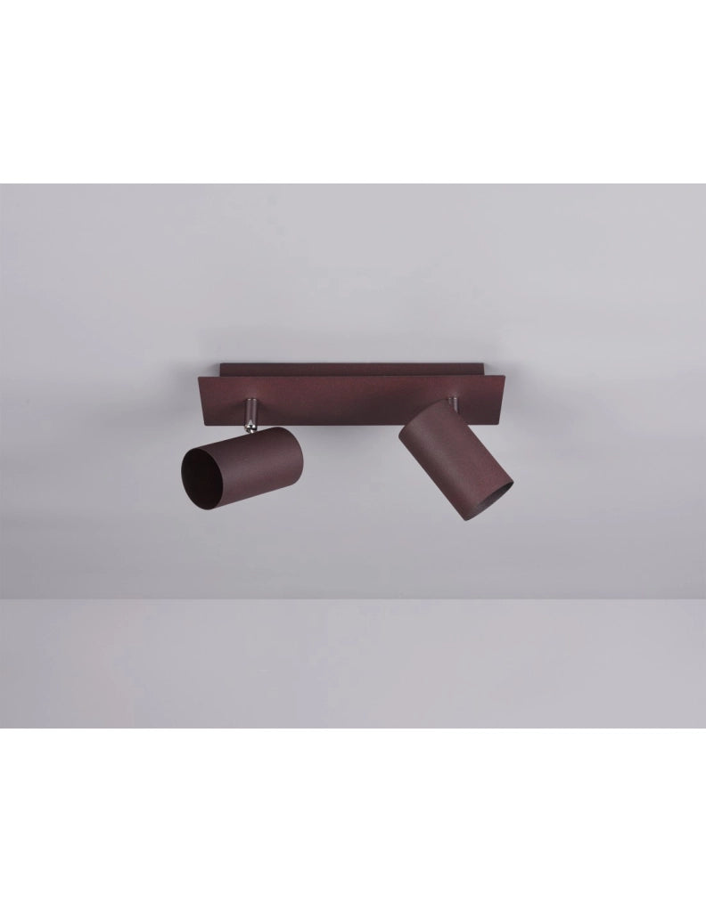 Plafoniera 2 Faretti Spot Orientabili Marley Ruggine Trio Lighting