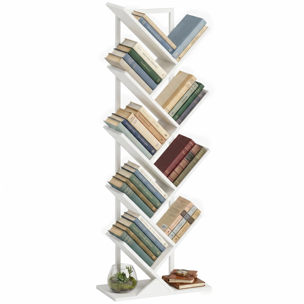 Libreria industriale 9 ripiani in legno e metallo ¨C Minimal ¨C Bianco 80x30x200 cm
