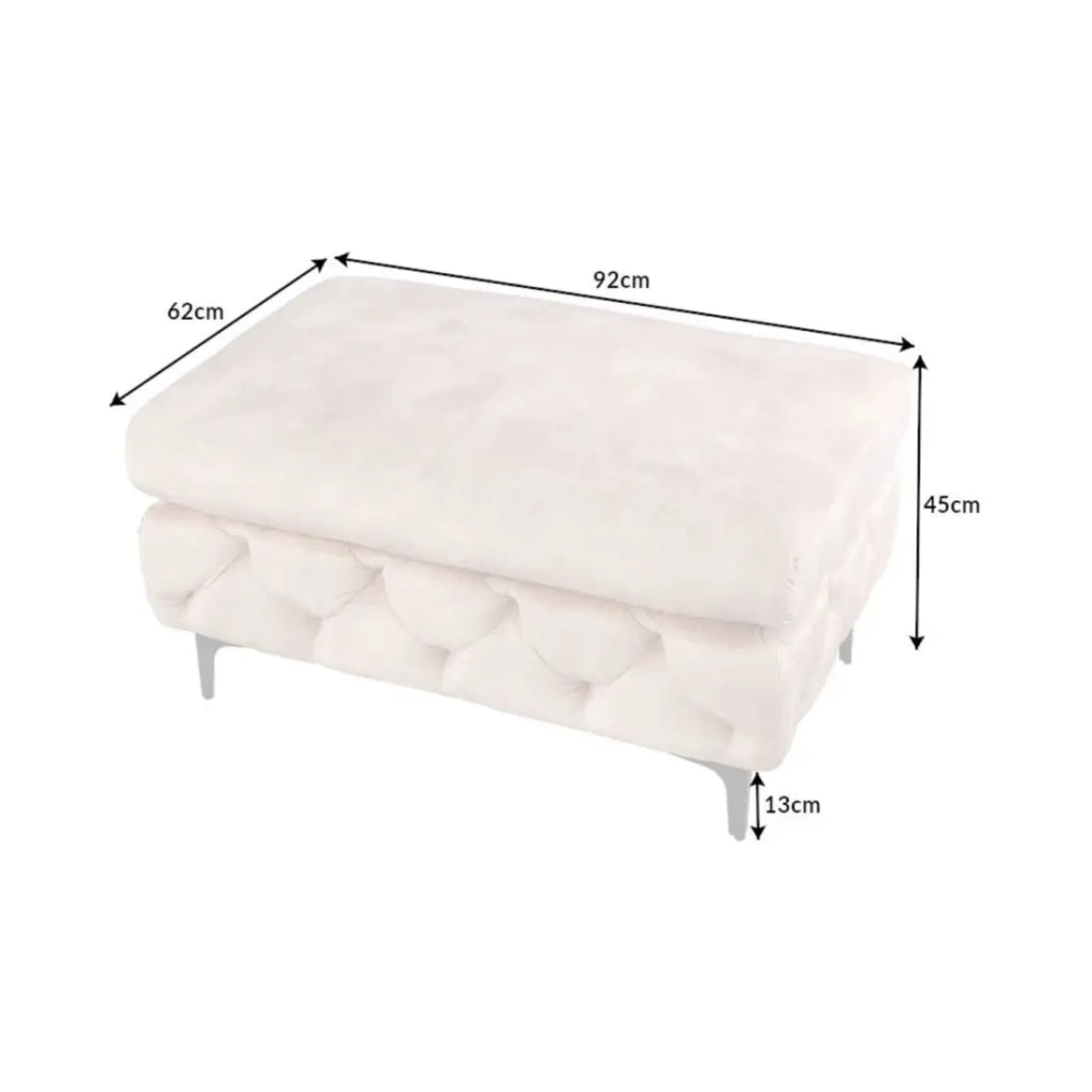 Pouf VELENA champagne – Pouf barocco in velluto con piedi in metallo neri