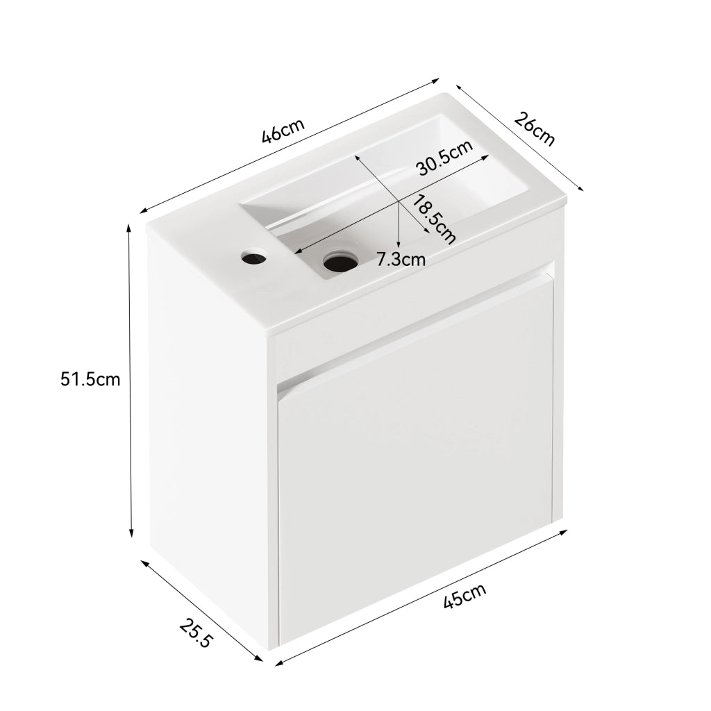 Armadietto Bagno 46 cm ¨C MINIMAL ¨C Bianco, 1 Anta, Salvaspazio