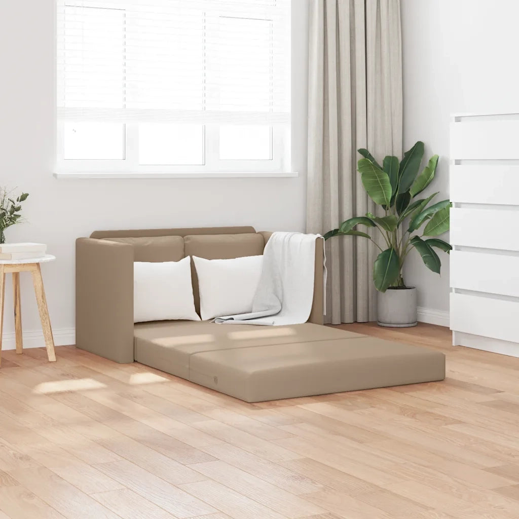 Divano letto | Sof¨¤ letto | Letto singolo da Terra 2 in 1 Cappuccino 112x174x55cm Similpelle