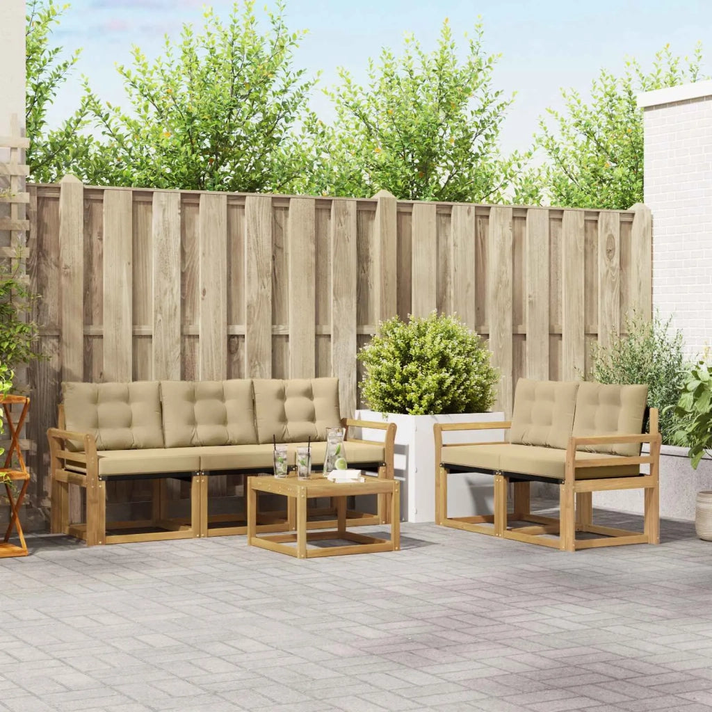 Set di divani da esterno con cuscino 6 pcs Bianco e Beige