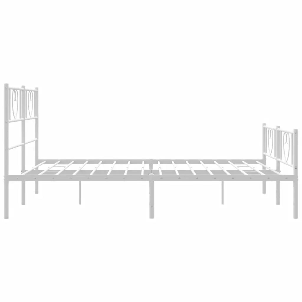 Giroletto con Testiera e Pediera Metallo Bianco 160x200 cm 355533