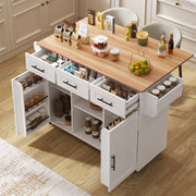 Carrello da Pranzo con Piano Pieghevole ¨C MINIMAL ¨C Bianco/Legno Massello, 139x46x91 cm