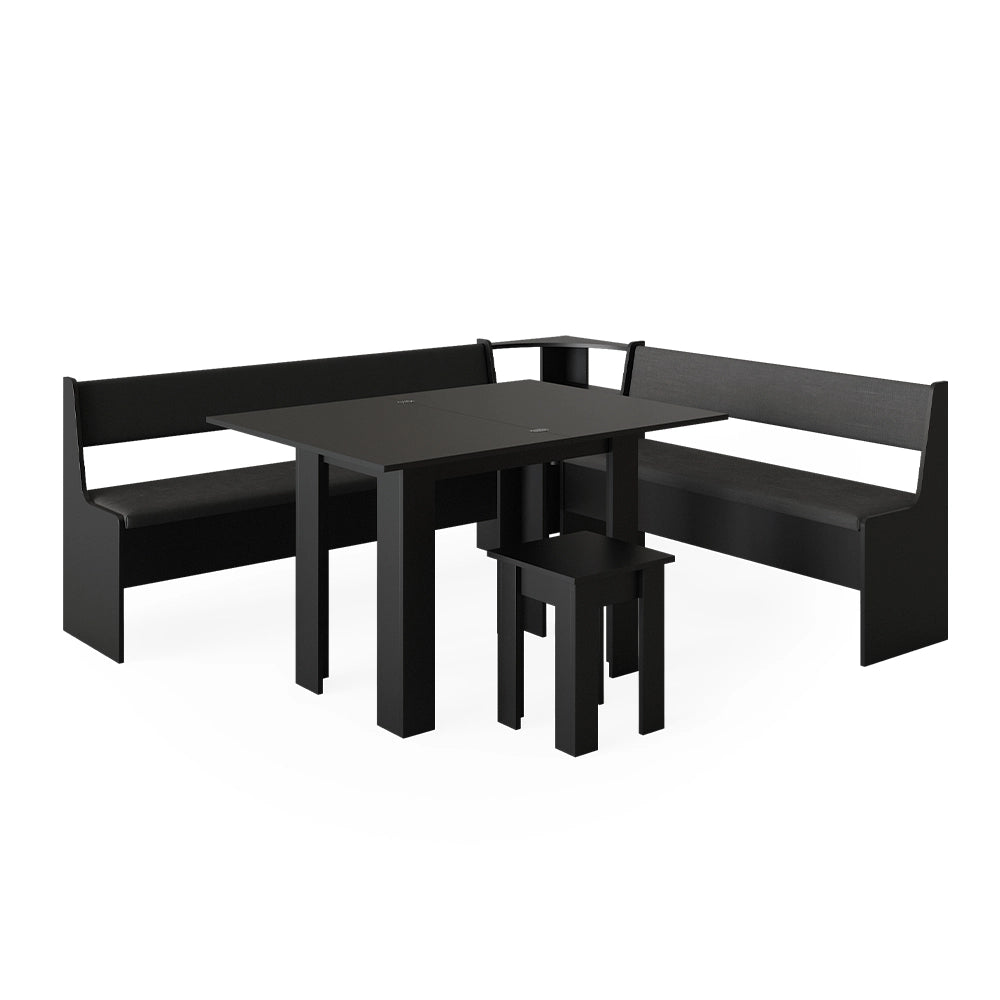 Vicco Gruppo panca ad angolo Nero 180 x 41.5 cm con tavolo