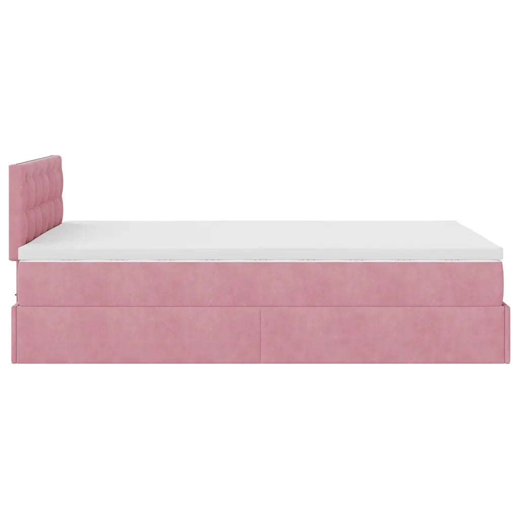Pouf Letto con Materasso Rosa 120x190 cm Velluto 3311908