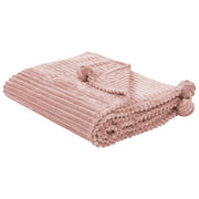Morbido Plaid con Finitura a Coste e Bordi con nappe 150 x 200 cm Rosa