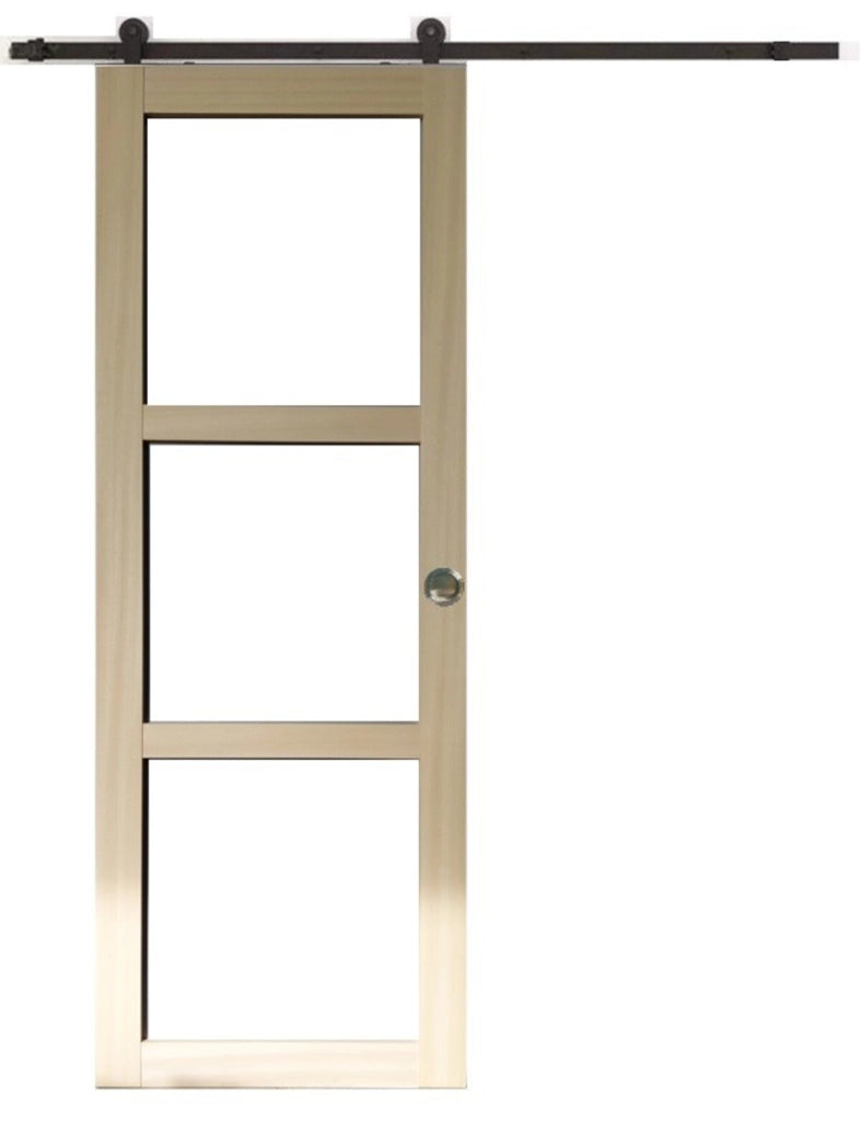 Porta scorrevole in legno Ayous Vetro trasparente H204 x L83 + Guida a rulli e 2 gusci senza maniglia