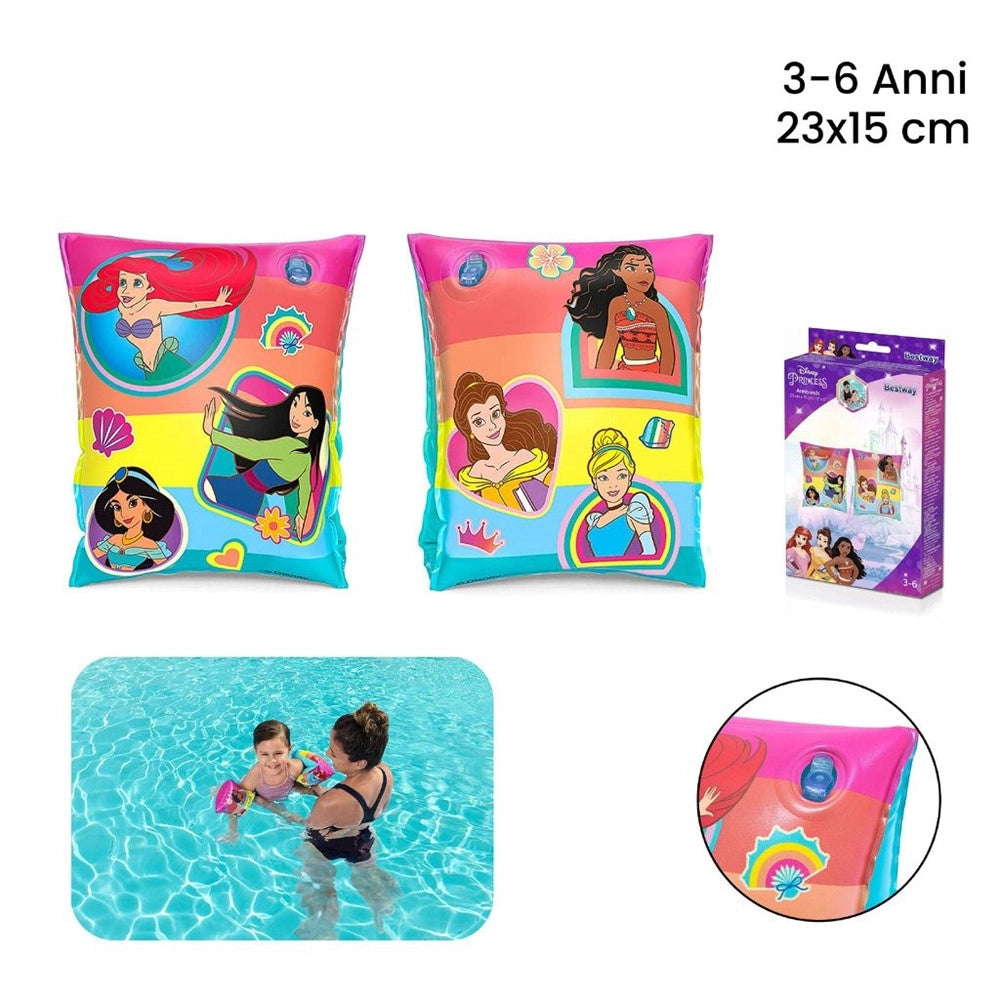 Trade Shop - Braccioli Per Il Mare Da Principessa Per Bambine Spiaggia Piscina Nuoto 23x15 Cm -