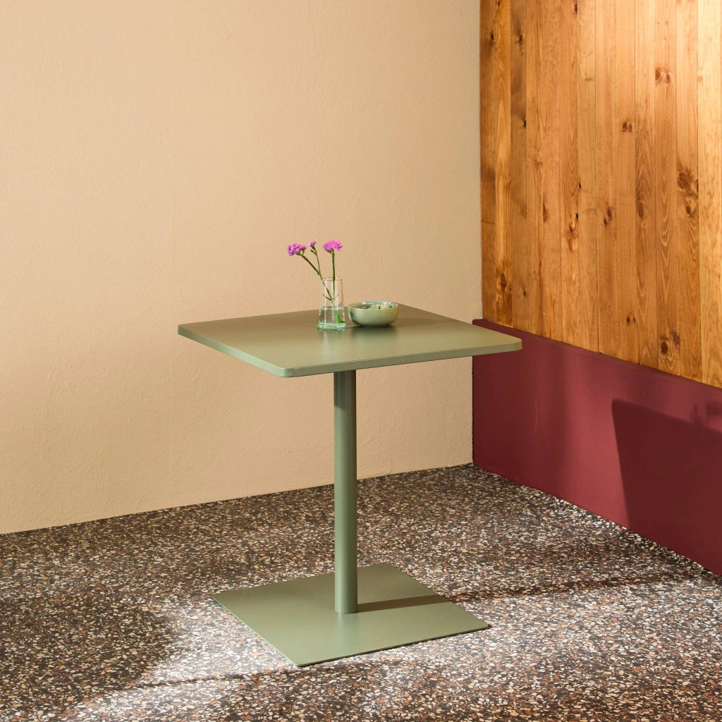Tavolo da giardino quadrato in acciaio, 70cm, verde kaki