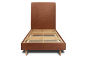 Letto 90x190 cm con testata imbottita - tessuto bouclé