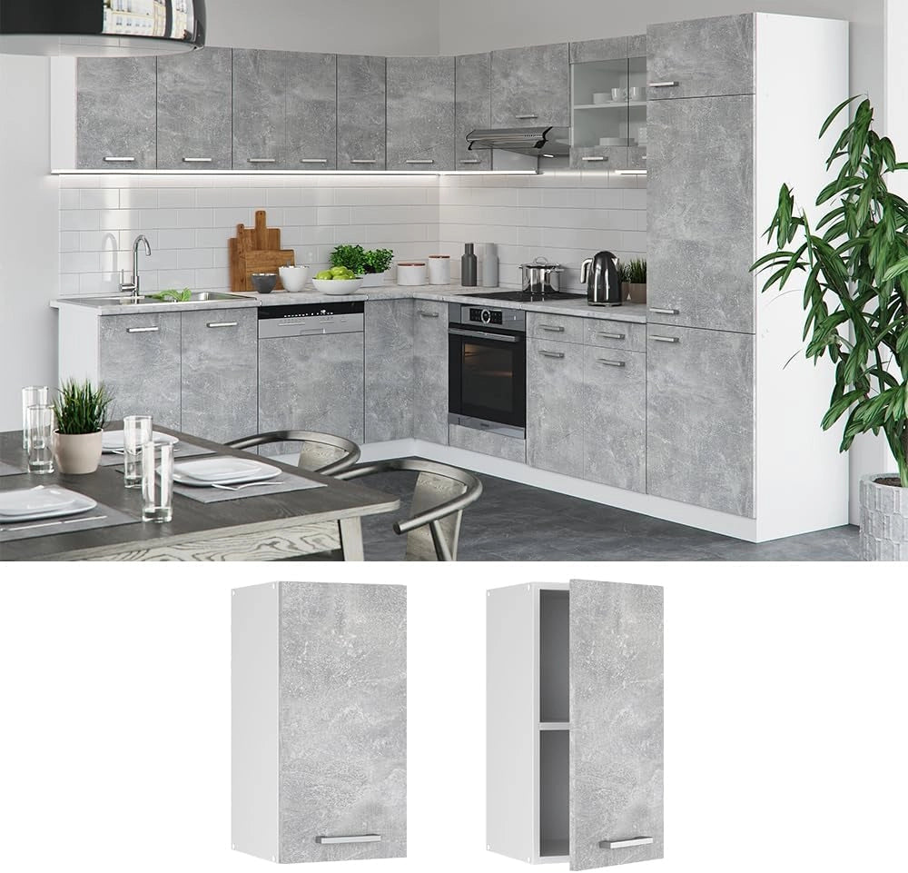 Pensile da cucina R-Line, Calcestruzzo, 30 cm, per la libera combinazione all'interno di sistemi cucina modulari
