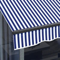 Tendalino Protezione Solare Tendalino da Terrazza, incluso Manovella, resistente alle intemperie, 247 cm x 295 cm, Blu + Bianco