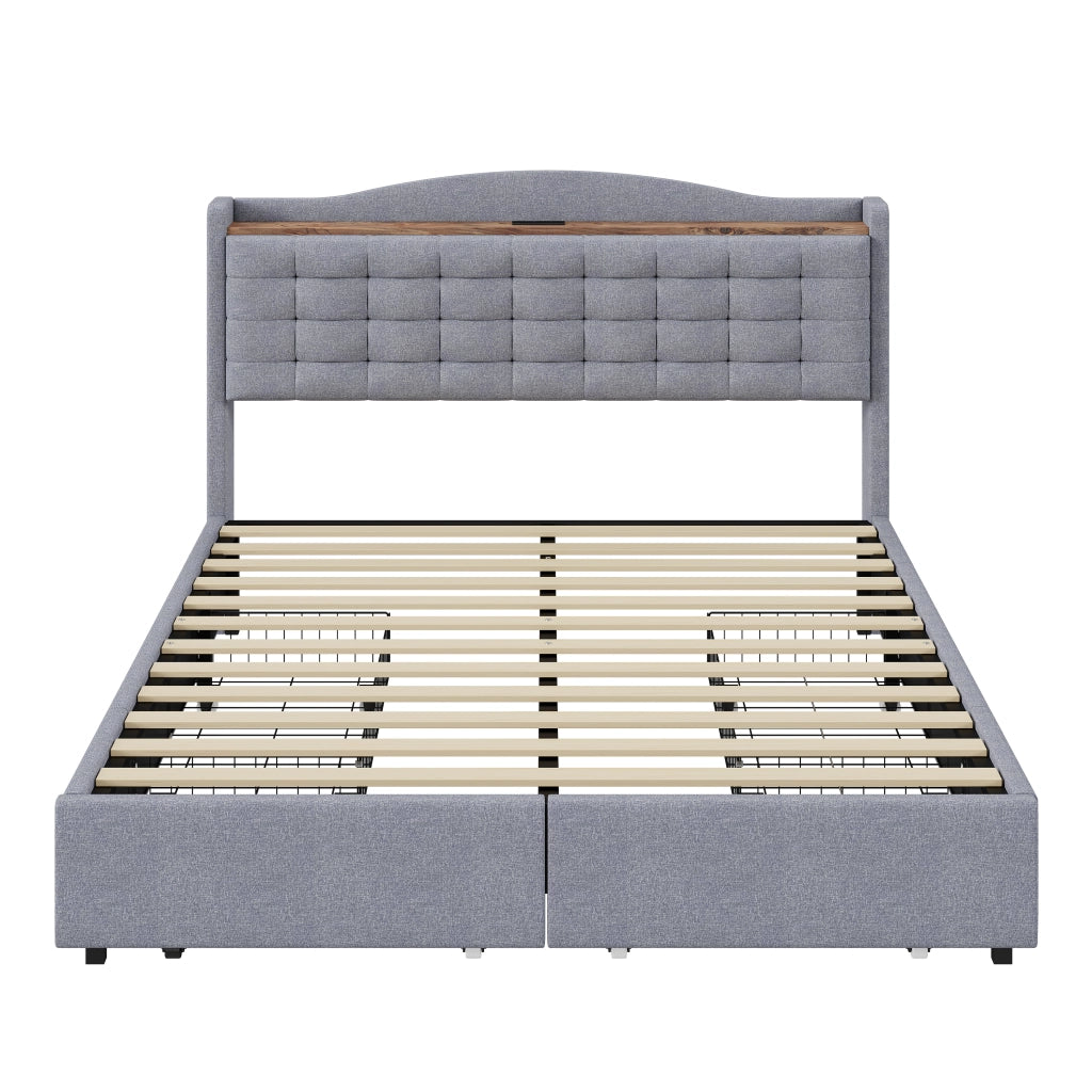 letto imbottito lino grigio 160 x 200 cm