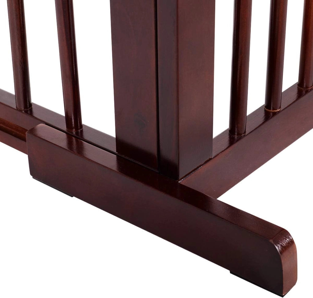Recinto per Cani da Interno, Cancelletto Regolabile in Legno con Base Larga e 3 Ante, Recinzione per Animali Domesti di Piccola/Media Taglia, 140-203 x 9,5 x 56 cm