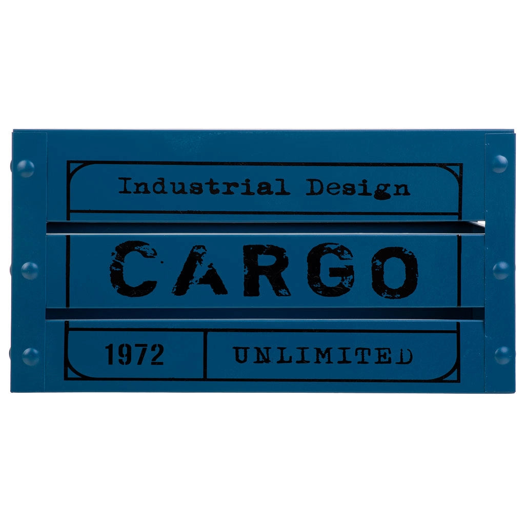 Cesto rettangolare in metallo stampato blu 31x18x16