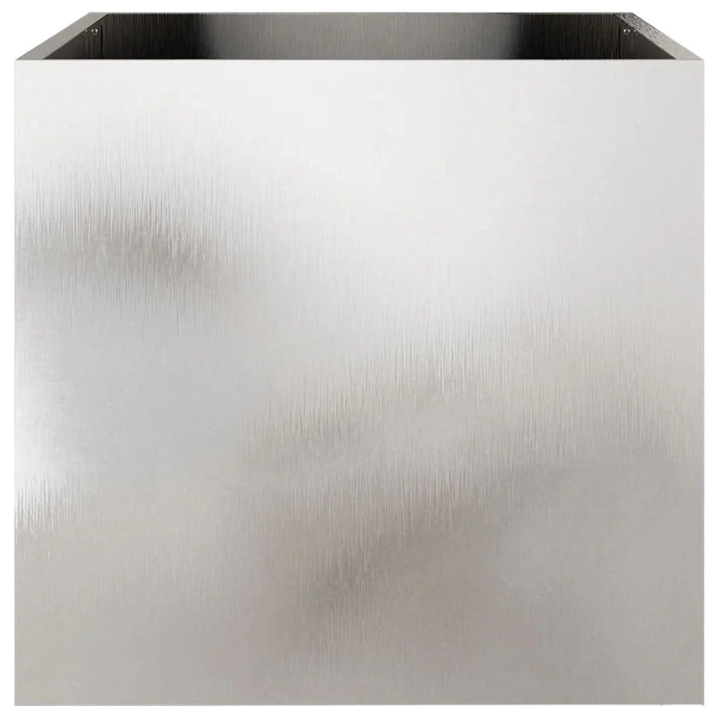 Fioriera/aiuola in acciaio inox argentato per piante fiori e patio/giardino 49 x 47 x 46 cm argento 02_0038071