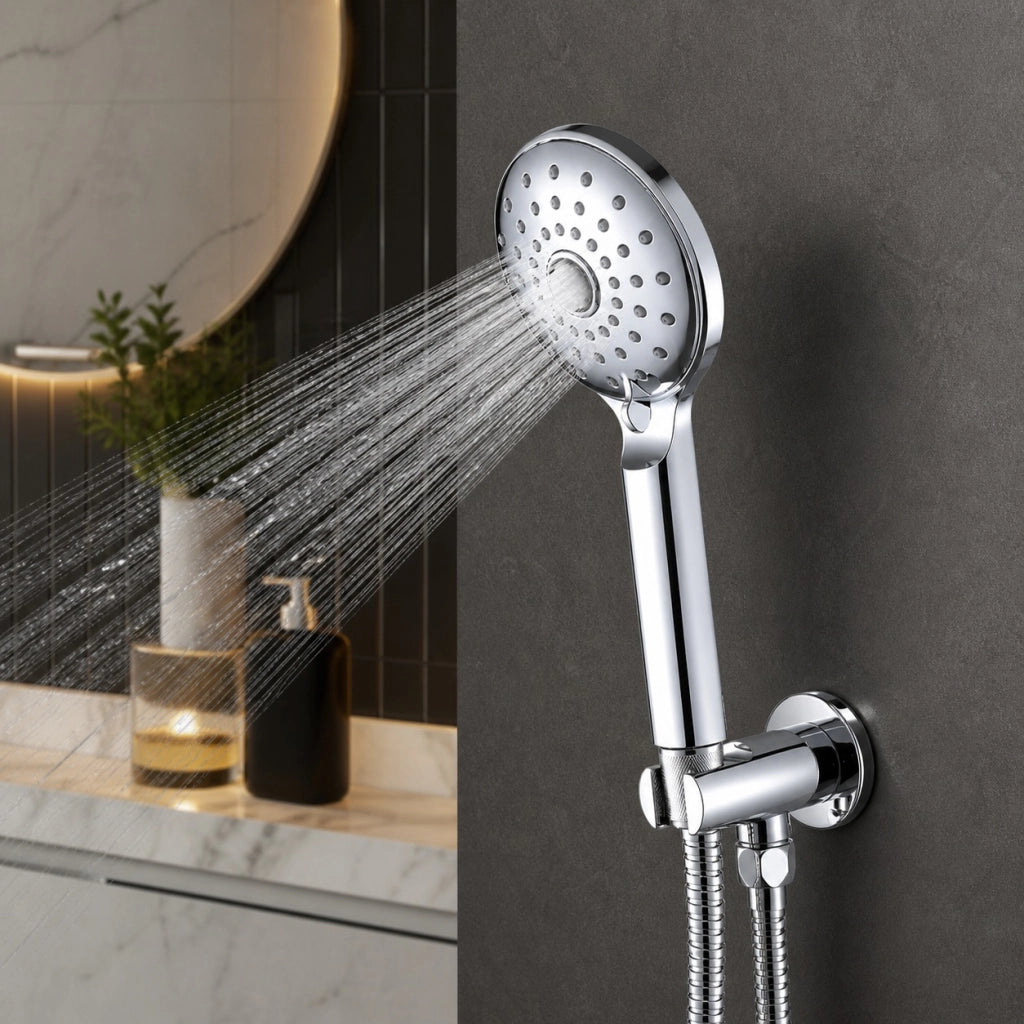Presa D’Acqua Tonda Con Supporto Doccetta Ottone Cromato 1/2" Rosone 59507