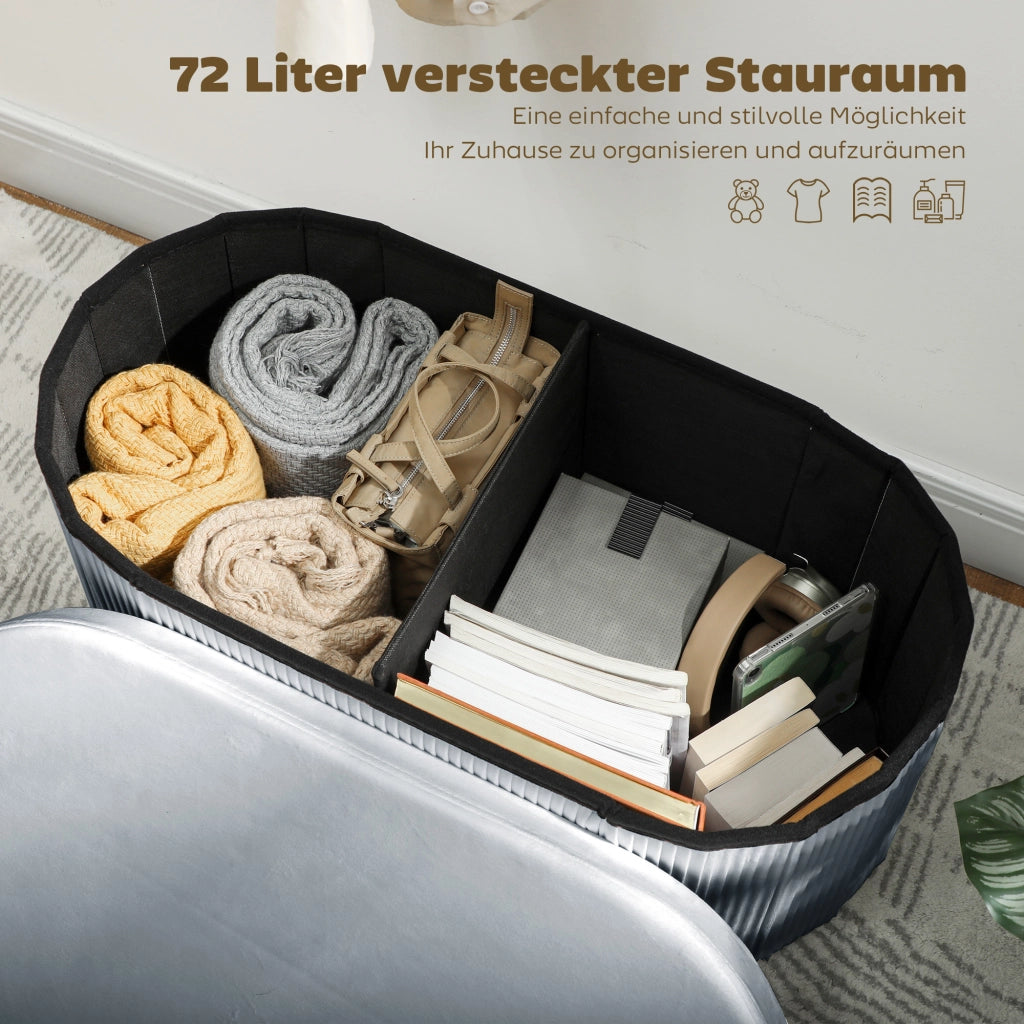 Divanetto con cassetti e rivestimento in velluto ¨C zephmum ¨C 76x38x35 cm Grigio Scuro