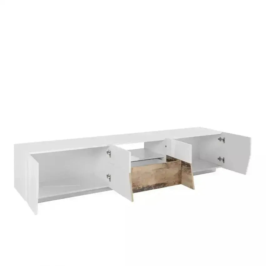Credenza Alien Lowboard 220,1 x 43 x 46 cm - Bianco Laccato e Acero Pereira