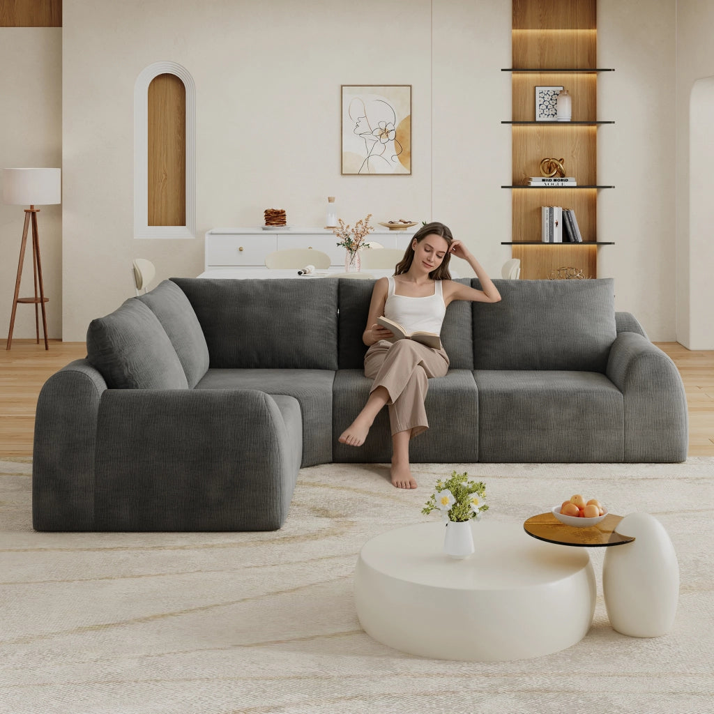 Divano ¨C Minimal ¨C 267cm grigio scuro tessuto morbido senza montaggio