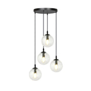 Lampada a sospensione Cosmo in acciaio nero e vetro