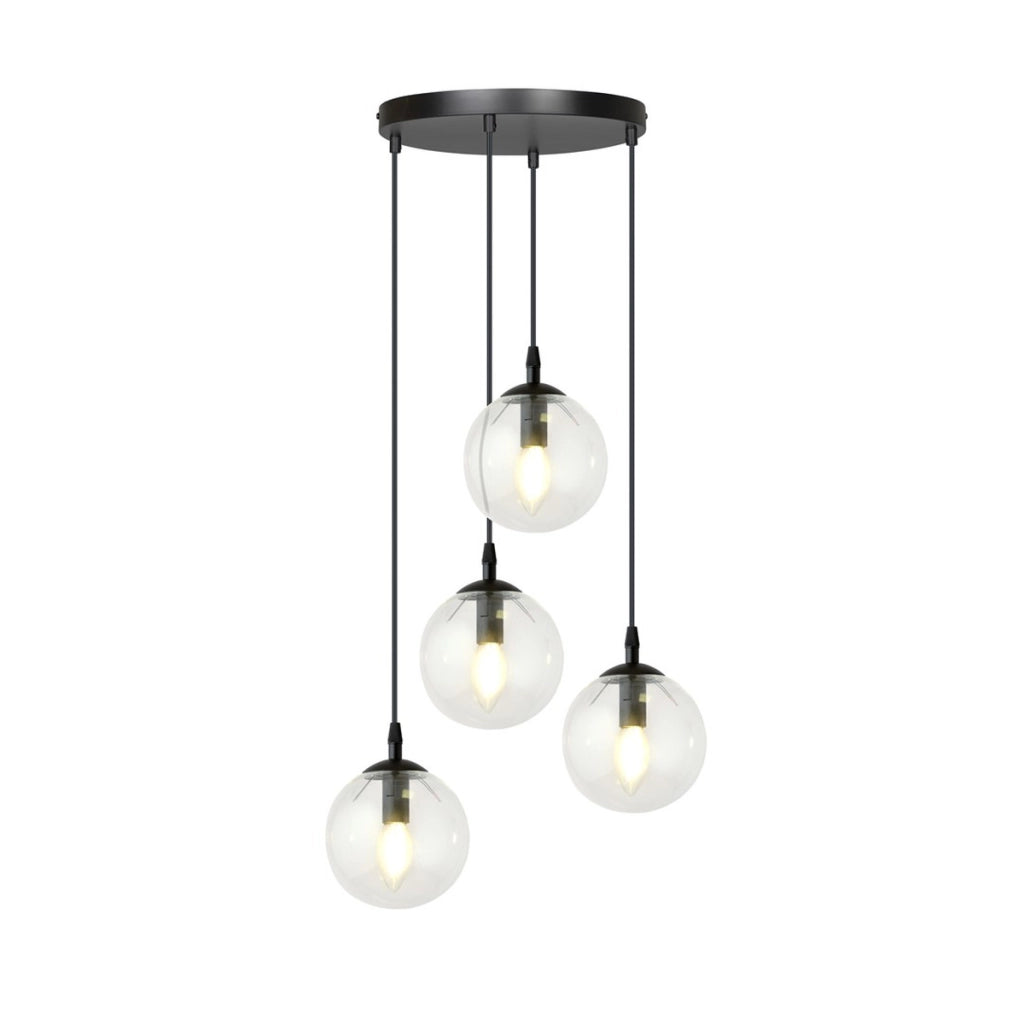 Lampada a sospensione Cosmo in acciaio nero e vetro
