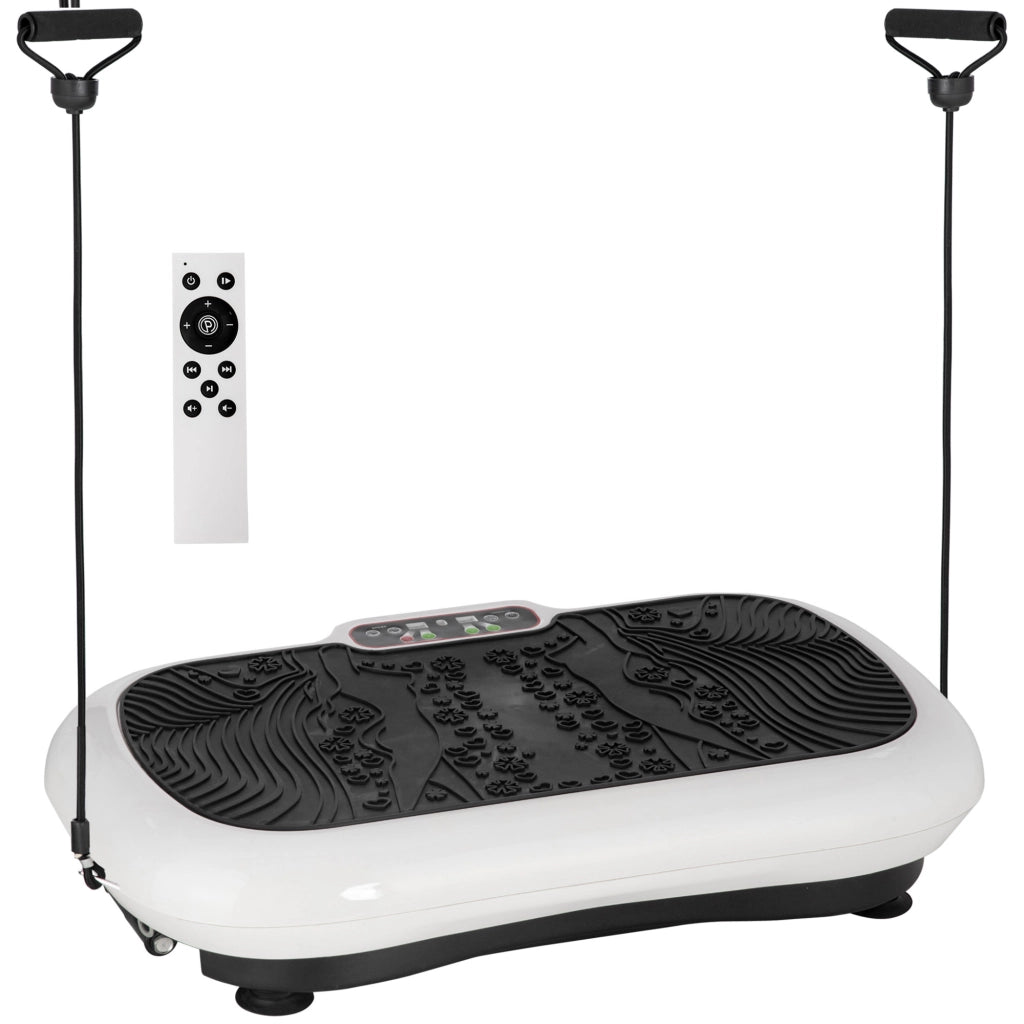 Piattaforma Vibrante per Fitness 200W, 99 Livelli, fino a 120 kg, con 2 Bande Elastiche per Allenamento Totale