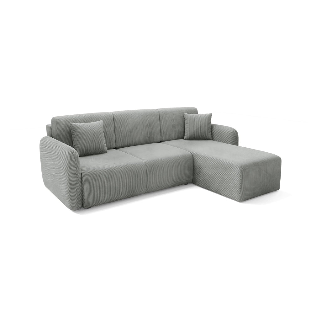 Ranco, Divano Letto con Penisola Contenitore, 245x185 cm Grigio