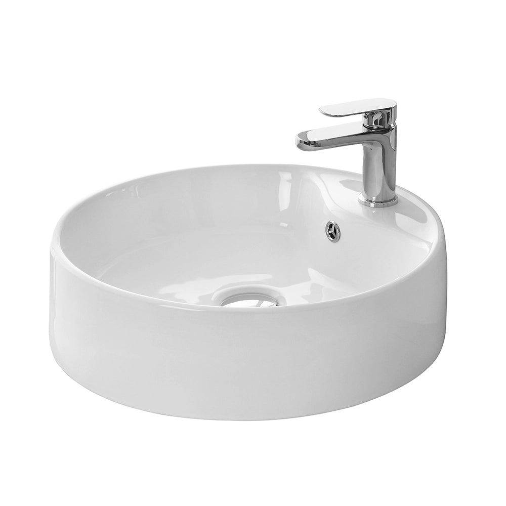 Lavabo da appoggio tondo D. 46 cm in ceramica bianco lucida