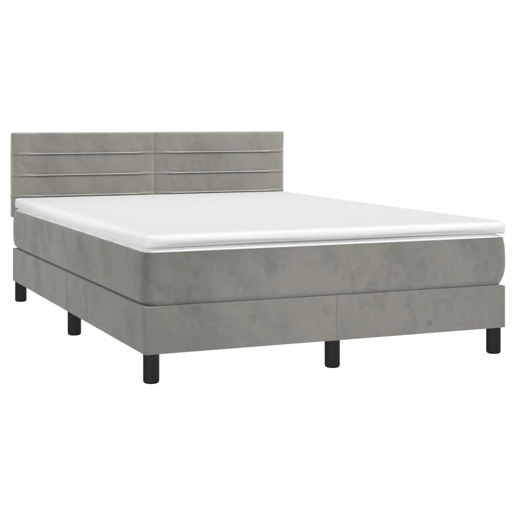 Giroletto a Molle con Materasso Grigio Chiaro 140x190cm Velluto 3141359