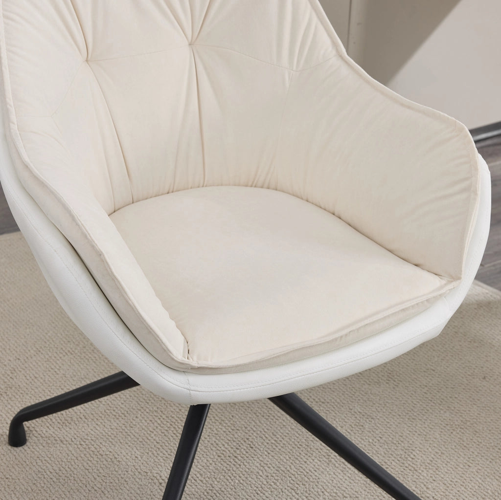 Sedia da ufficio in similpelle con braccioli, seduta ergonomica ampia e base girevole 360°