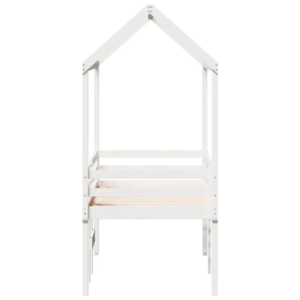 Letto a Soppalco con Tetto Bianco 75x190 cm in Legno di Pino 3282142